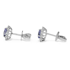 18ct White Gold Tanzanite and Diamond Heart Halo Earrings