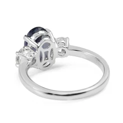 18ct White Gold Tanzanite and Diamond 3 Stone Diamond Ring