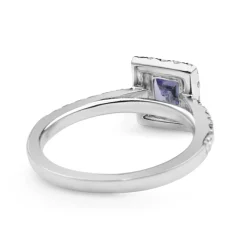 18ct White Gold Tanzanite and Diamond Halo Ring