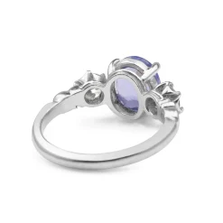 18ct White Gold Tanzanite and Diamond 3 Stone Ring