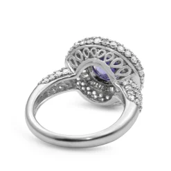 14ct White Gold Tanzanite and Diamond Cluster Ring