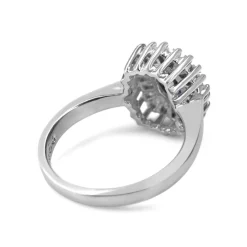 14ct White Gold Tanzanite and Baguette Diamond Halo Ring