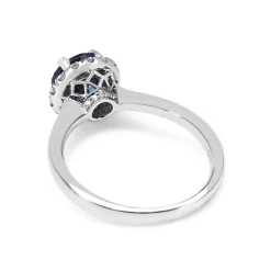 18ct White Gold Tanzanite and Diamond Halo Ring