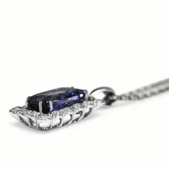 18ct White Gold Tanzanite and Diamond Necklace