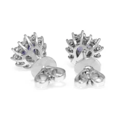 18ct White Gold Tanzanite and Diamond Heart Halo Earrings