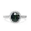 18ct White Gold Teal Sapphire and Diamond Halo Ring