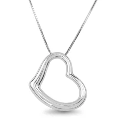 18ct White Gold Tilted Heart Necklace