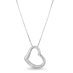 18ct White Gold Tilted Heart Necklace