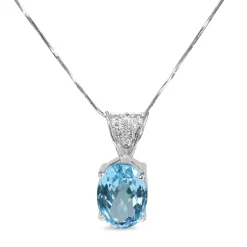 18ct White Gold Topaz and Diamond Necklace