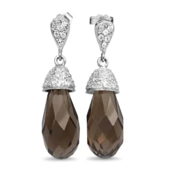 18ct White Gold Topaz and Diamond Drop Earrings