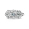 9ct White Gold Topaz and Diamond Floral Halo Ring