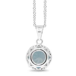 9ct White Gold Topaz and Diamond Halo Pendant
