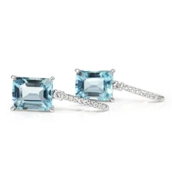 14ct White Gold Topaz and Diamond Drop Earrings