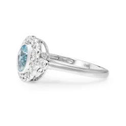 9ct White Gold Topaz and Diamond Daisy Style Ring