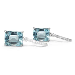 14ct White Gold Topaz and Diamond Drop Earrings