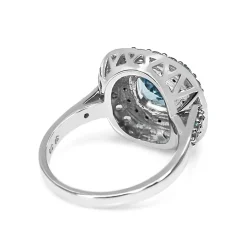 9ct White Gold Topaz and Diamond Halo Ring