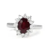 14ct White Gold Treated Ruby and Diamond Halo Ring