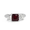 18ct White Gold Treated Ruby and Diamond 3 Stone Ring