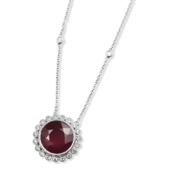 18ct White Gold Treated Ruby and Diamond Floral Necklace