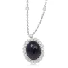 18ct White Gold Treated Sapphire and Diamond Daisy Necklace