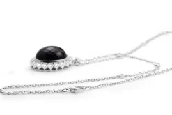 18ct White Gold Treated Sapphire and Diamond Daisy Necklace