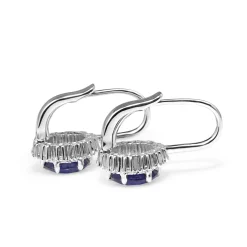 18ct White Gold Treated Sapphire and Diamond Halo Drop Earrings
