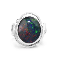 9ct White Gold Triplet Opal Ring