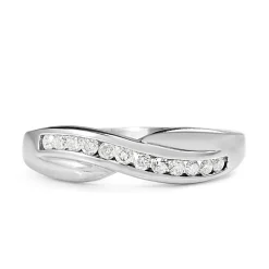 9ct White Gold Twist Diamond Band