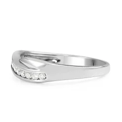 9ct White Gold Twist Diamond Band