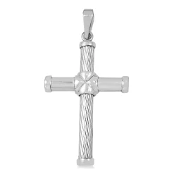 9ct White Gold Twisted Cross Pendant