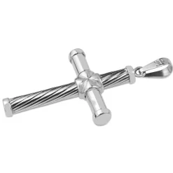 9ct White Gold Twisted Cross Pendant