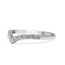 9ct White Gold V Shaped Diamond Band Ring