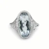14ct White Gold Vintage Aquamarine Filigree Ring