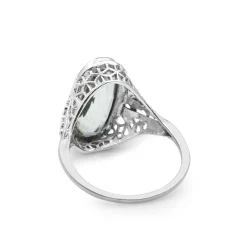 14ct White Gold Vintage Aquamarine Filigree Ring