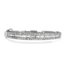 14ct White Gold Vintage Baguette and Brilliant Cut Diamond Hinged Bangle