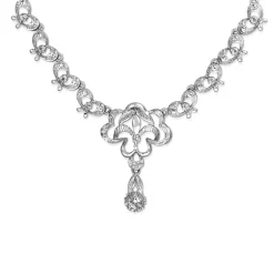18ct White Gold Vintage Diamond Drop Necklace