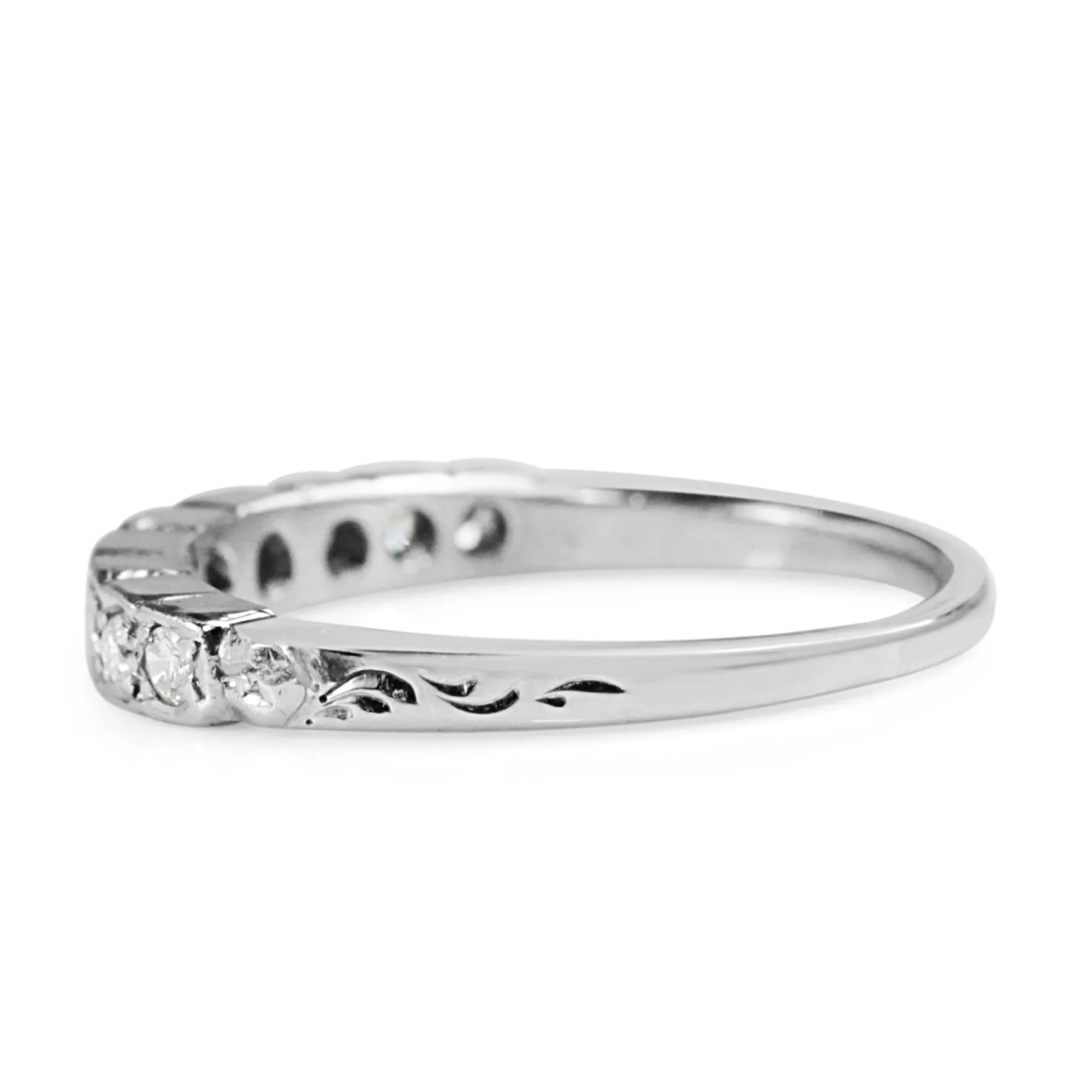 18ct White Gold Vintage Diamond Band Ring