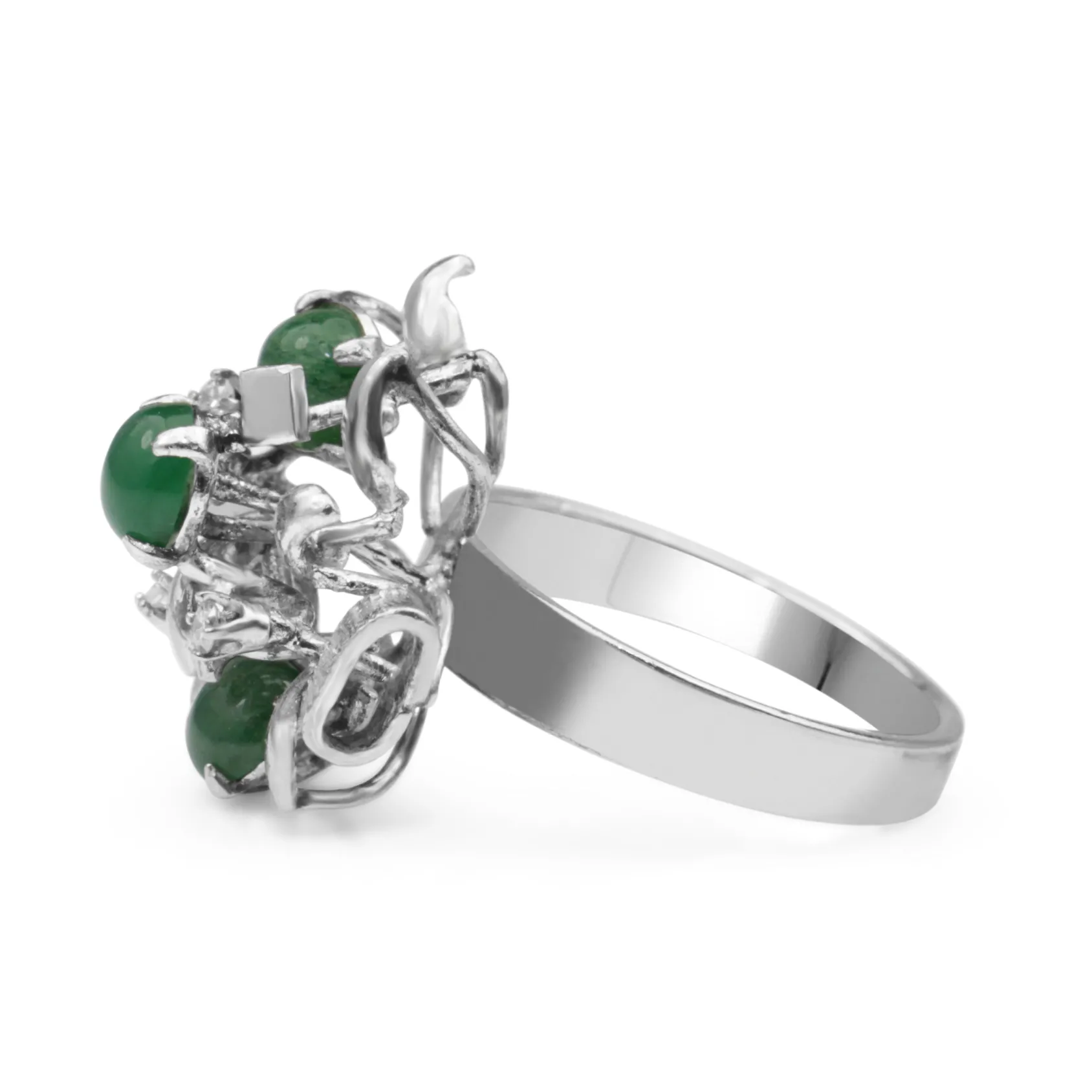 14ct White Gold Vintage Jade and Diamond Ring