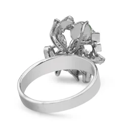 14ct White Gold Vintage Jade and Diamond Ring