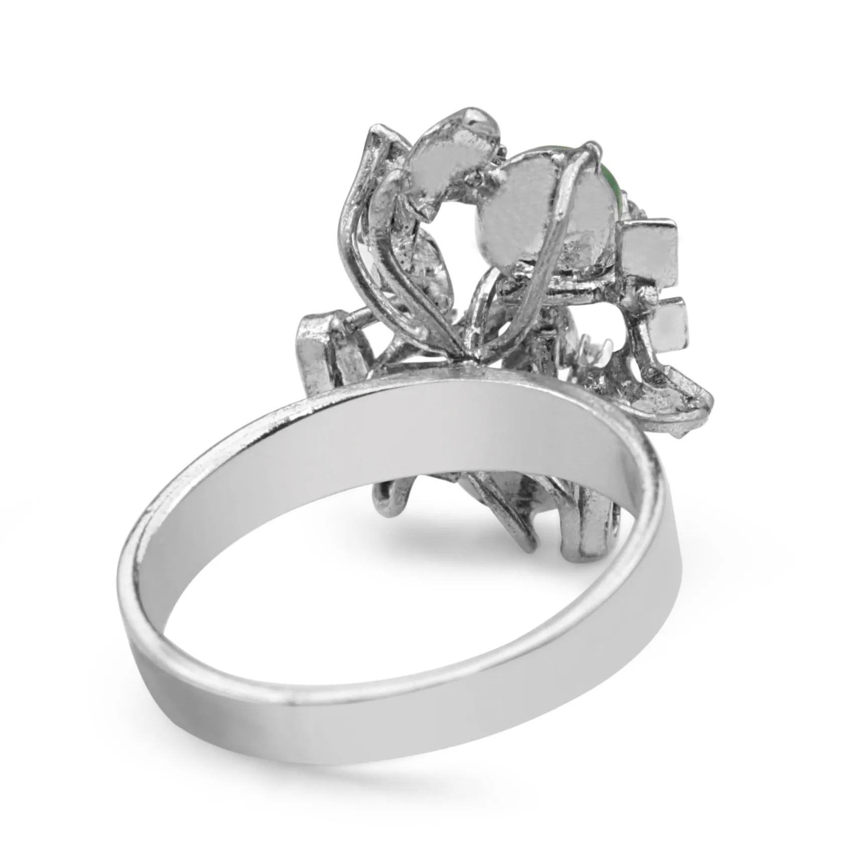 14ct White Gold Vintage Jade and Diamond Ring