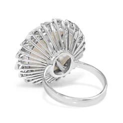 18ct White Gold Vintage Mabé Pearl and Diamond Ring