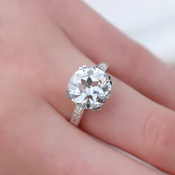 18ct White Gold Vintage Old Cut Diamond Solitaire Ring