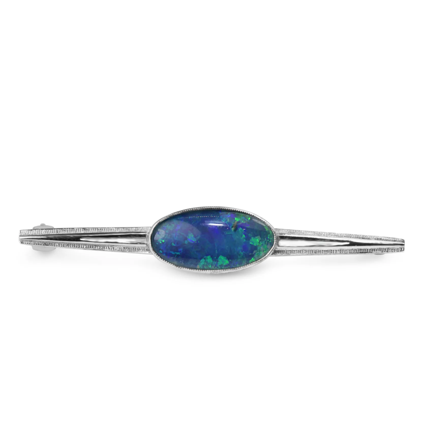 18ct White Gold Vintage Opal Triplet Brooch