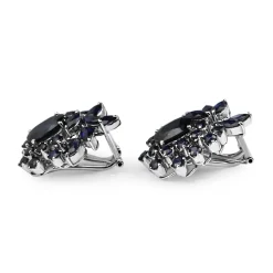 18ct White Gold Vintage Sapphire Cluster Earrings