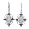 9ct White Gold Vintage Style Sapphire and Moonstone Earrings