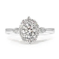 18ct White Gold Vintage Style Diamond Halo Ring