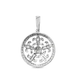 9ct White Gold Vintage Style Diamond Fleur De Lis Pendant