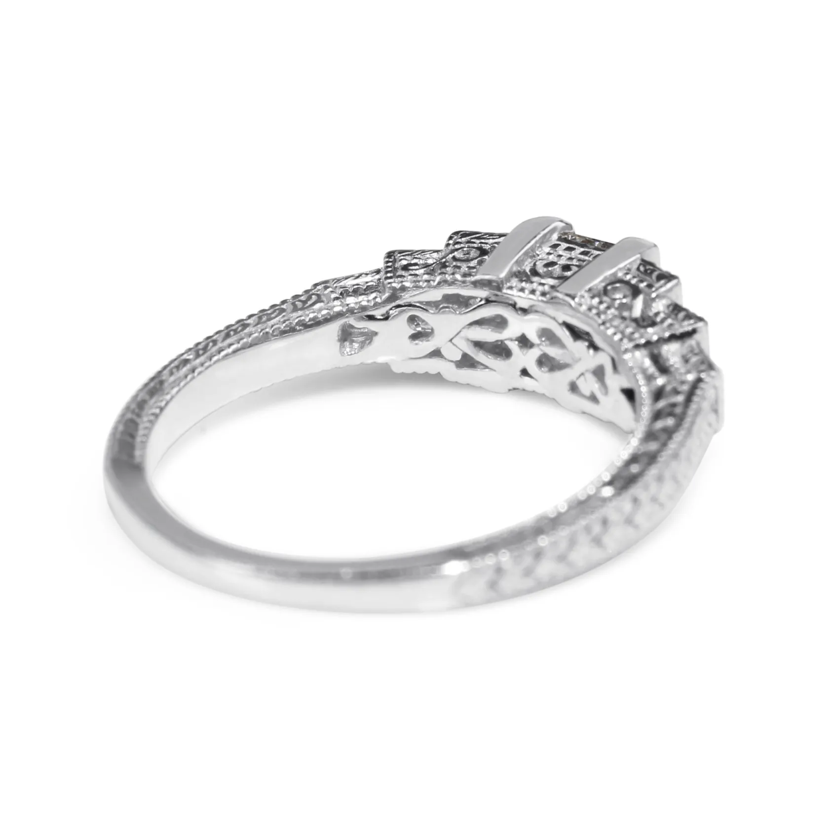 18ct White Gold Vintage Style Asscher Stepped Down Diamond Ring