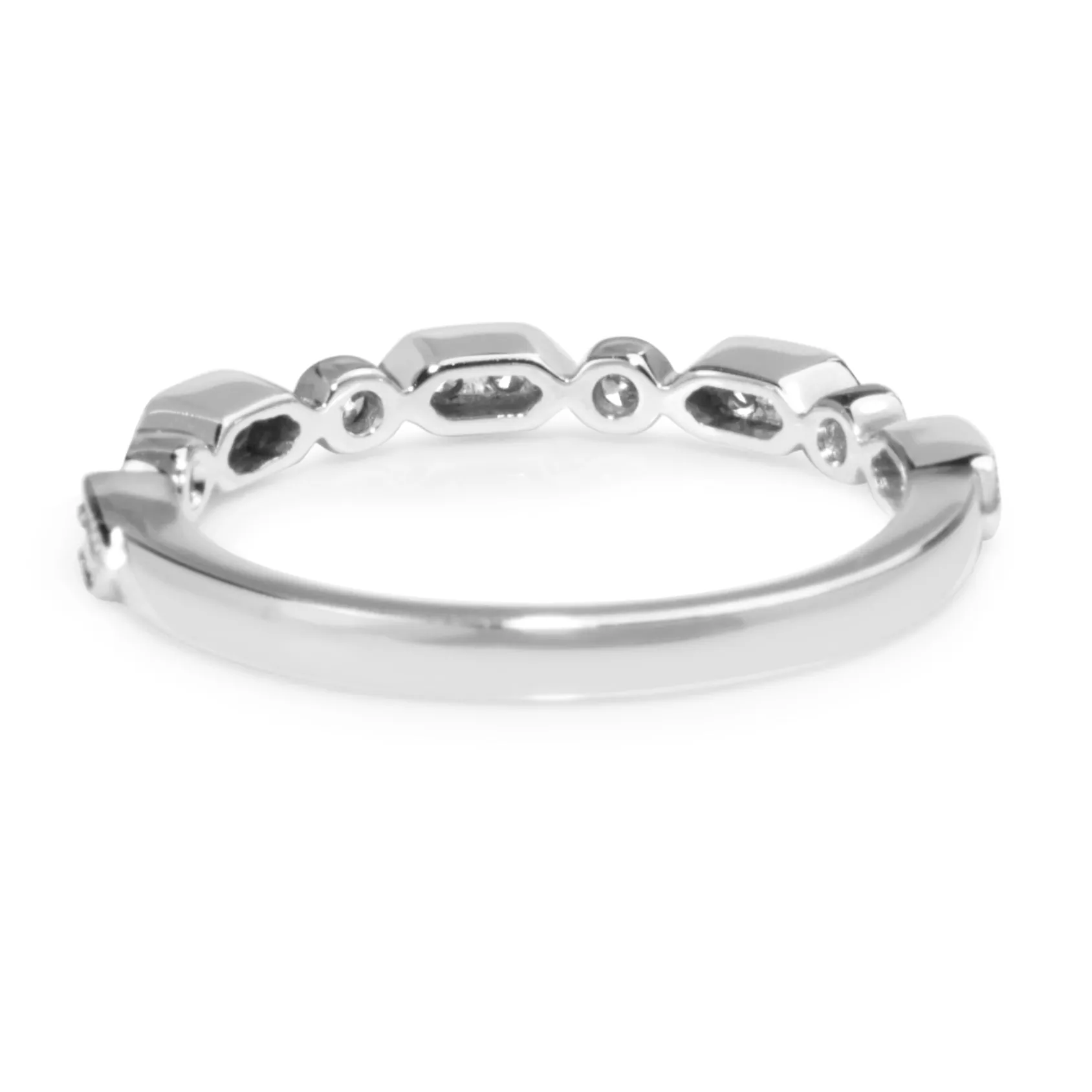 18ct White Gold Vintage Style Diamond Half Hoop Band
