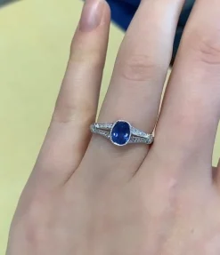 18ct White Gold Vintage Style Sapphire and Diamond Ring